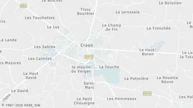 Carte de la zone d'intervention à Craon