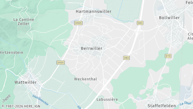 Carte de la zone d'intervention à Berrwiller