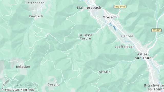 Carte de la zone d'intervention à Moosch