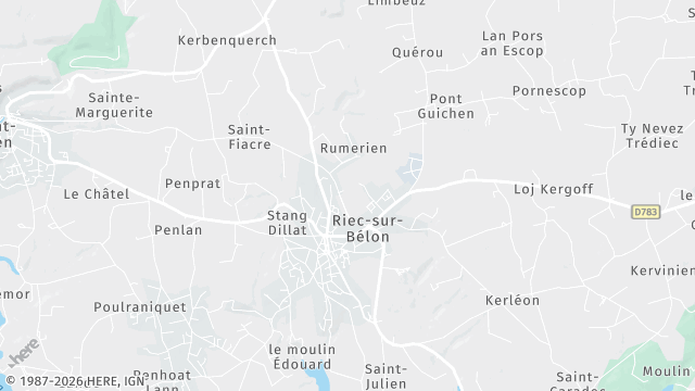 Carte de la zone d'intervention à Riec-sur-Bélon