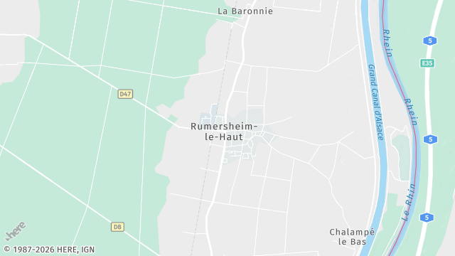 Carte de la zone d'intervention à Rumersheim-le-Haut