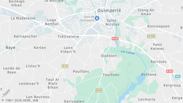 Carte de la zone d'intervention à Quimperlé