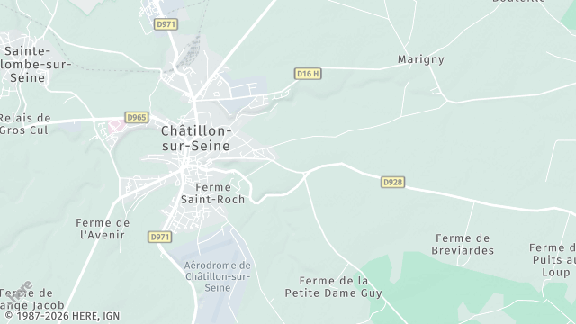 Carte de la zone d'intervention à Châtillon-sur-Seine