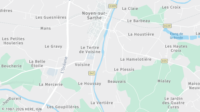 Carte de la zone d'intervention à Noyen-sur-Sarthe