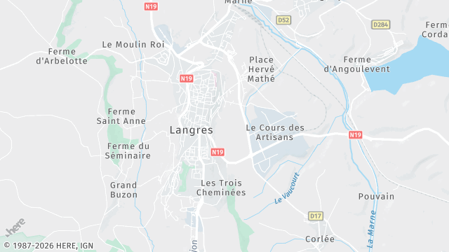 Carte de la zone d'intervention à Langres