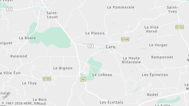 Carte de la zone d'intervention à Caro