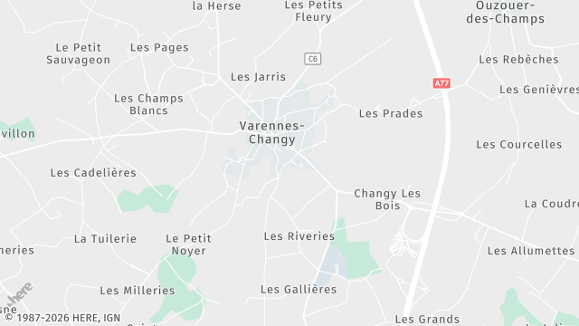 Carte de la zone d'intervention à Varennes-Changy