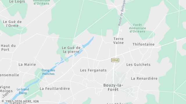 Carte de la zone d'intervention à Bouzy-la-Forêt
