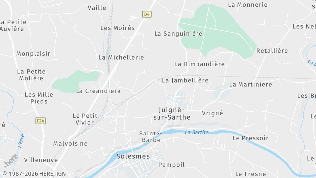 Carte de la zone d'intervention à Juigné-sur-Sarthe