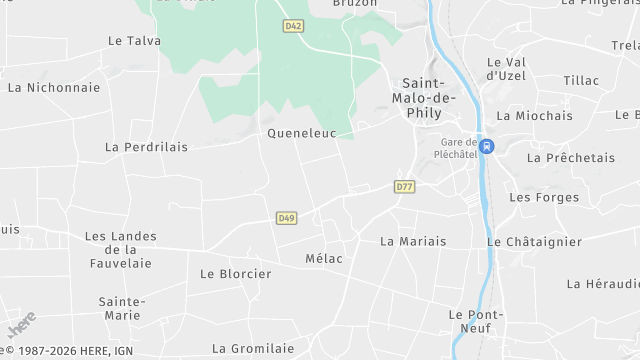Carte de la zone d'intervention à Saint-Malo-de-Phily