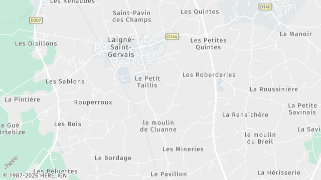 Carte de la zone d'intervention à Laigné-en-Belin