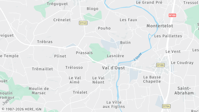 Carte de la zone d'intervention à Val d'Oust