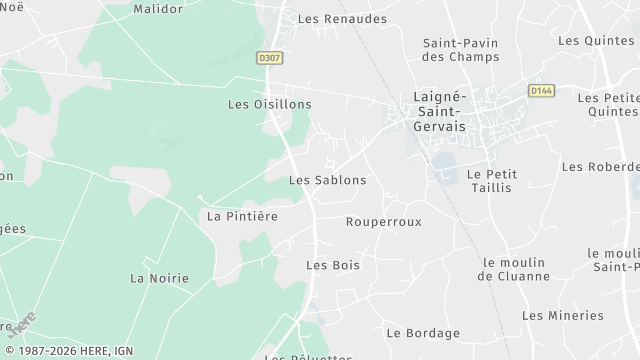 Carte de la zone d'intervention à Saint-Gervais-en-Belin