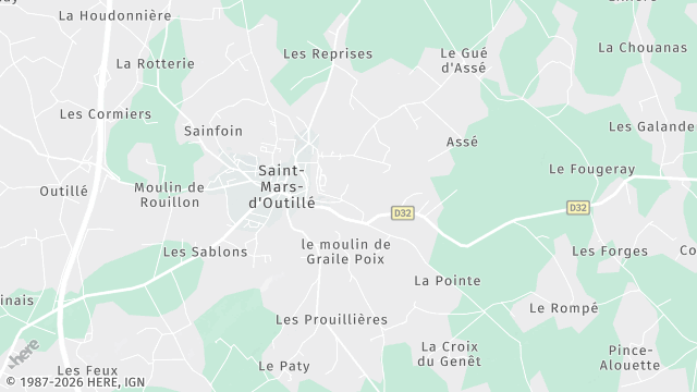 Carte de la zone d'intervention à Saint-Mars-d'Outillé