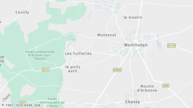 Carte de la zone d'intervention à Montholon