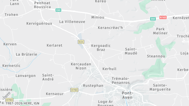Carte de la zone d'intervention à Pont-Aven