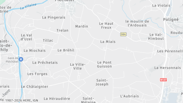 Carte de la zone d'intervention à Pléchâtel