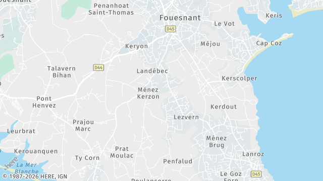 Carte de la zone d'intervention à Fouesnant
