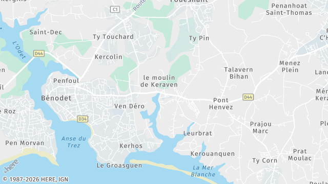 Carte de la zone d'intervention à Bénodet