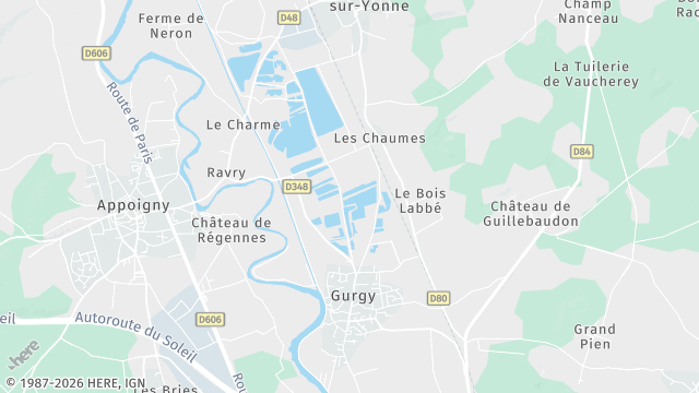 Carte de la zone d'intervention à Gurgy