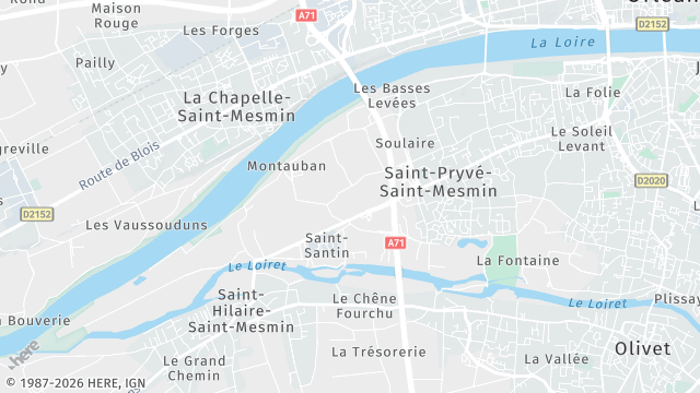 Carte de la zone d'intervention à Saint-Pryvé-Saint-Mesmin