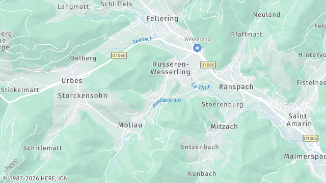 Carte de la zone d'intervention à Husseren-Wesserling