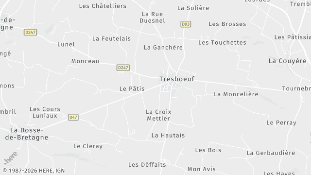 Carte de la zone d'intervention à Tresbœuf
