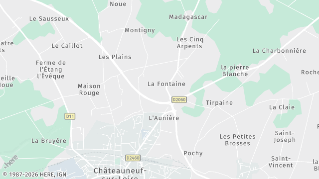 Carte de la zone d'intervention à Châteauneuf-sur-Loire