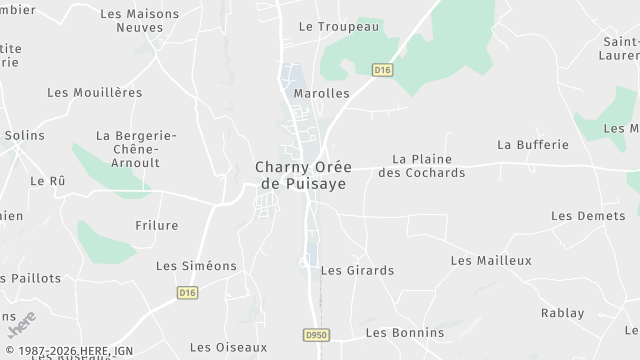 Carte de la zone d'intervention à Charny Orée de Puisaye