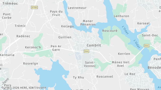 Carte de la zone d'intervention à Combrit