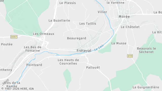 Carte de la zone d'intervention à Fréteval