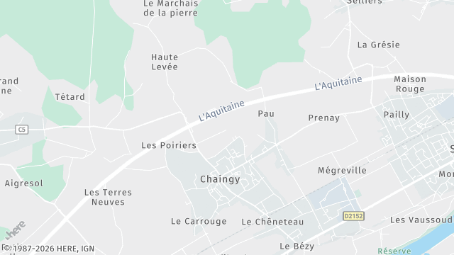 Carte de la zone d'intervention à Chaingy