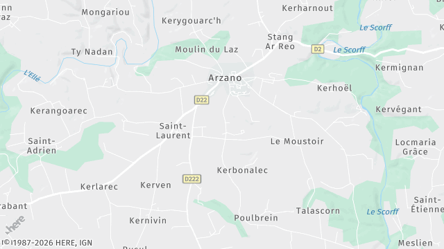 Carte de la zone d'intervention à Arzano