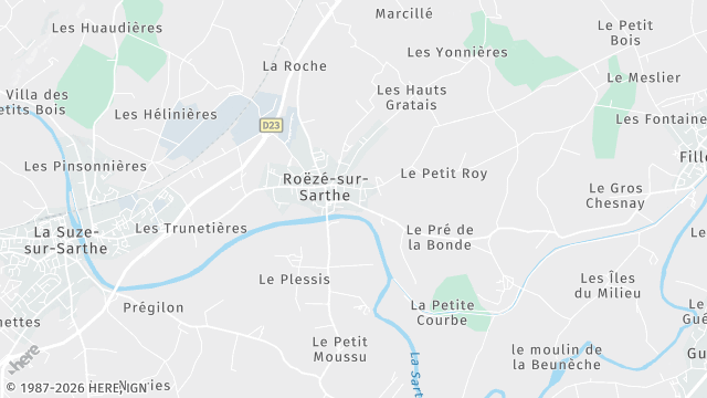 Carte de la zone d'intervention à Roëzé-sur-Sarthe