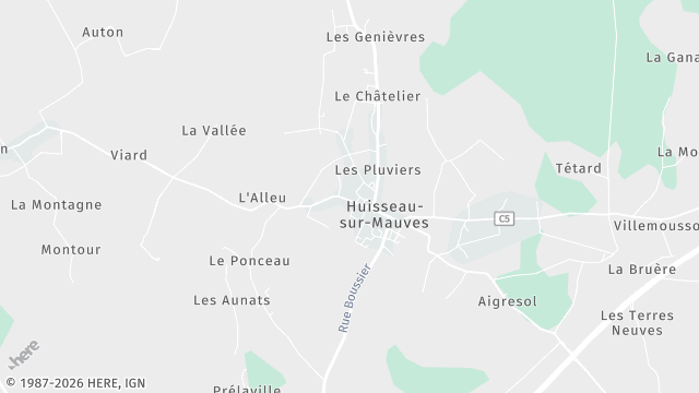 Carte de la zone d'intervention à Huisseau-sur-Mauves