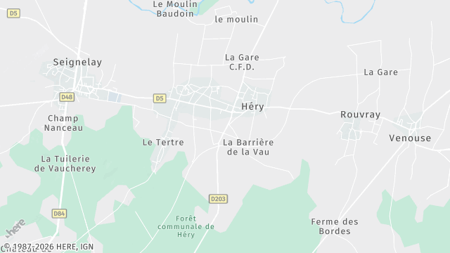Carte de la zone d'intervention à Héry