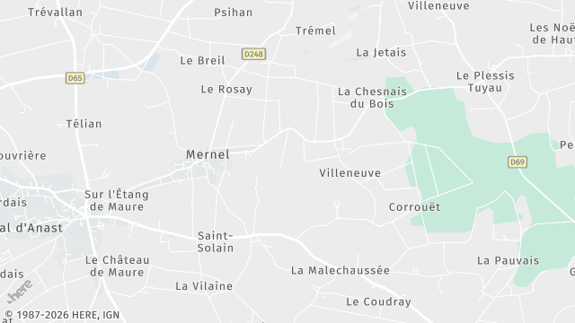 Carte de la zone d'intervention à Mernel