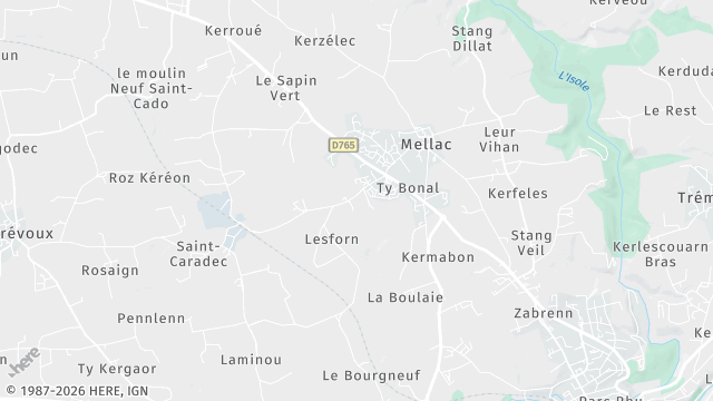 Carte de la zone d'intervention à Mellac