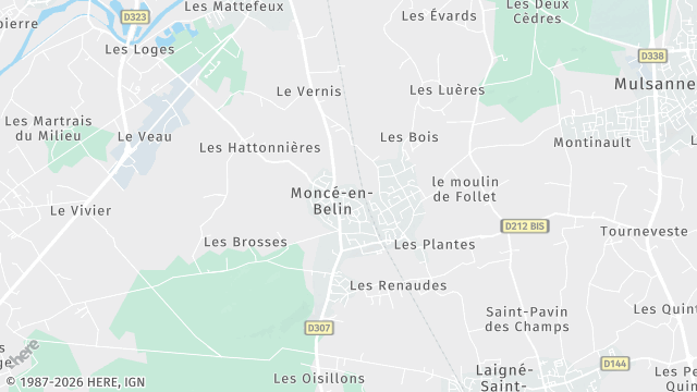 Carte de la zone d'intervention à Moncé-en-Belin