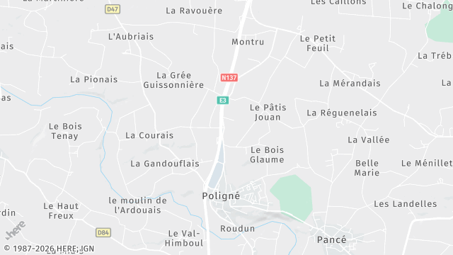 Carte de la zone d'intervention à Poligné