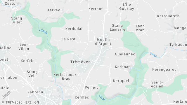 Carte de la zone d'intervention à Tréméven
