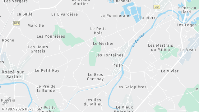 Carte de la zone d'intervention à Fillé