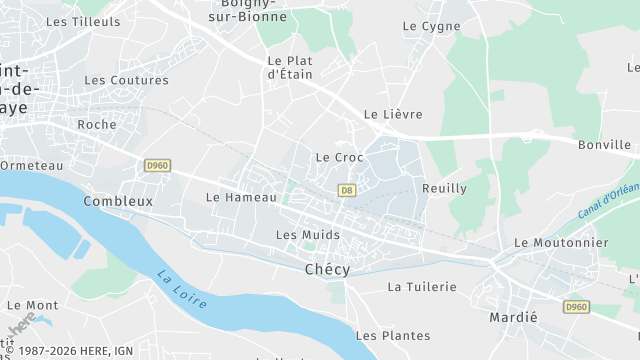 Carte de la zone d'intervention à Chécy