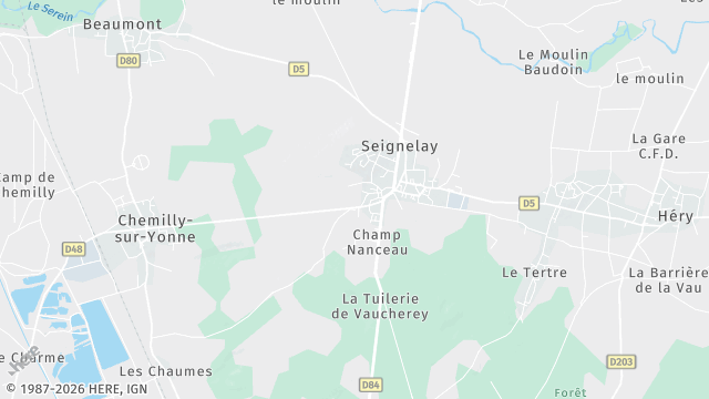 Carte de la zone d'intervention à Seignelay