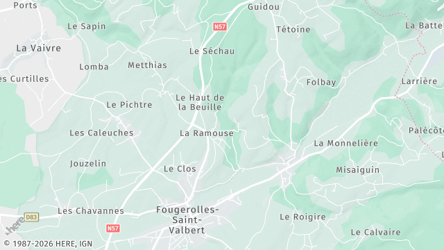 Carte de la zone d'intervention à Fougerolles-Saint-Valbert