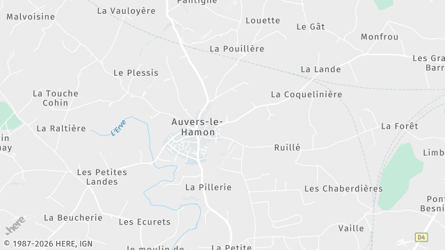 Carte de la zone d'intervention à Auvers-le-Hamon