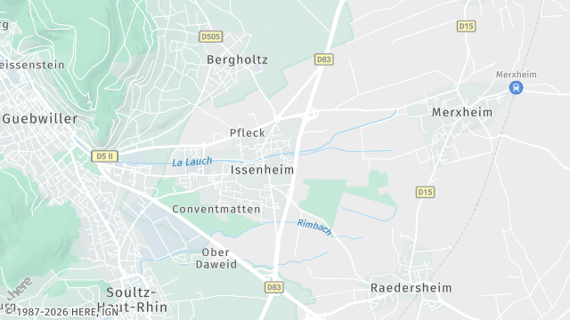 Carte de la zone d'intervention à Issenheim