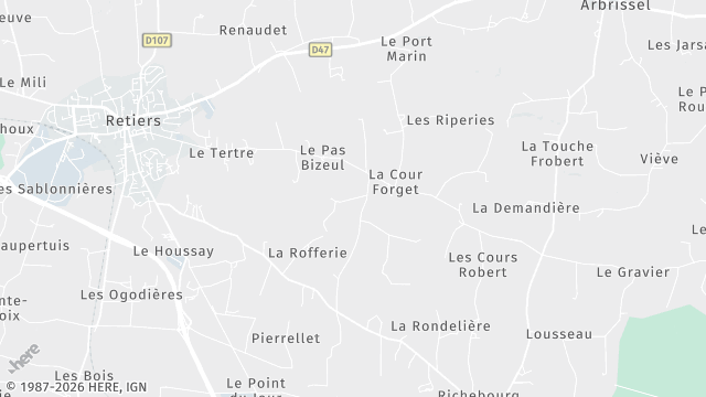 Carte de la zone d'intervention à Retiers