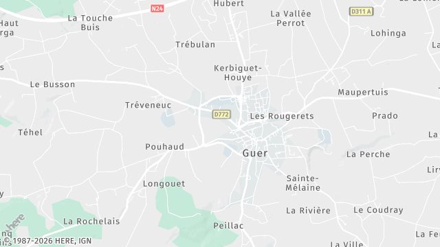 Carte de la zone d'intervention à Guer