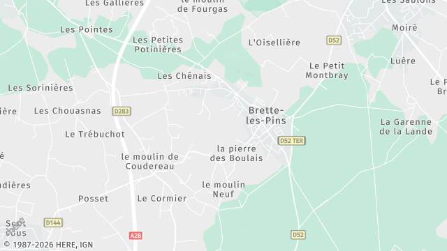 Carte de la zone d'intervention à Brette-les-Pins